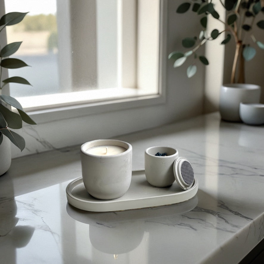 Minimalist Concrete Scented Candle Set