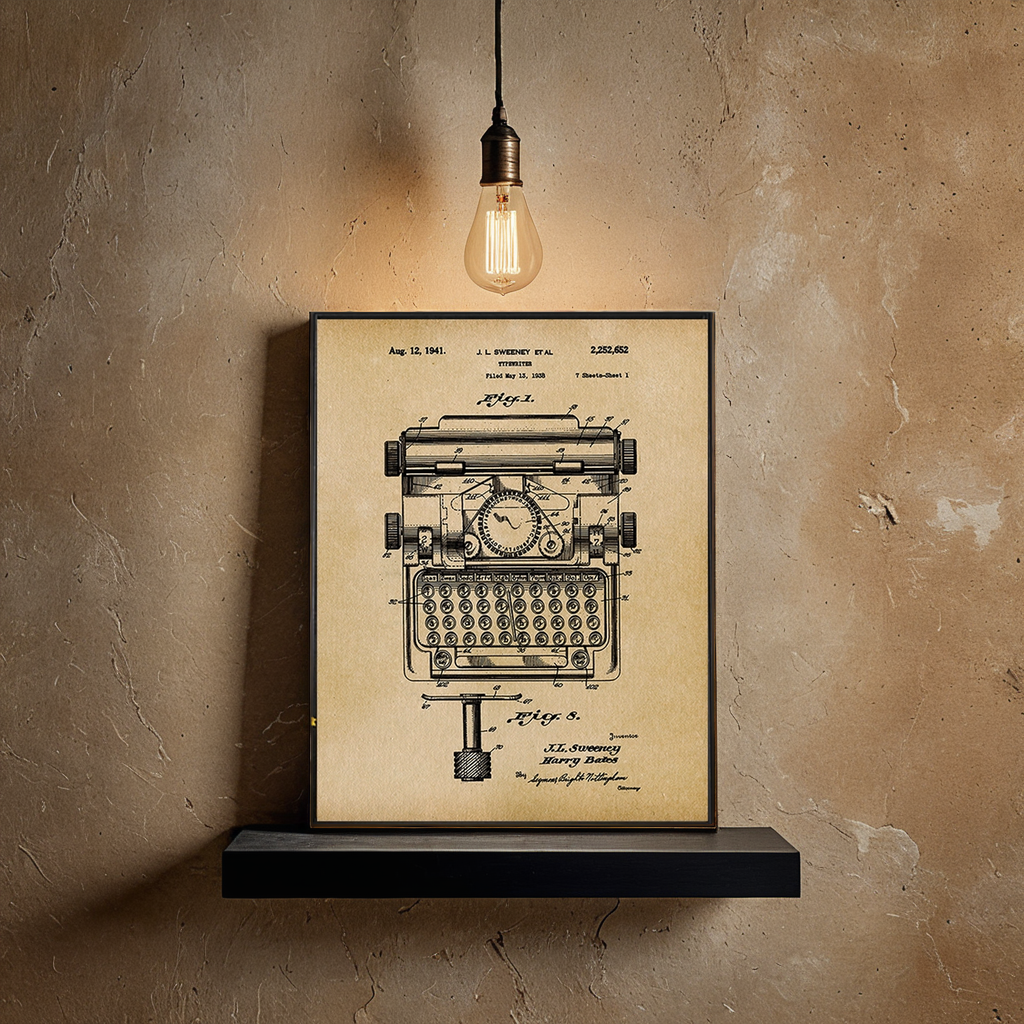 Typewriter 1938 Patent Art Print