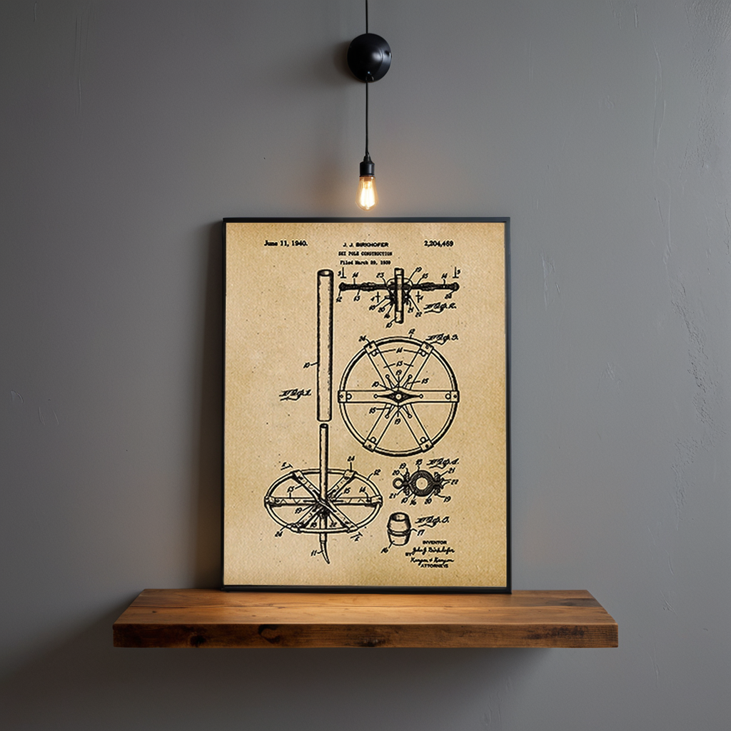Ski Pole 1939 Patent Art Print