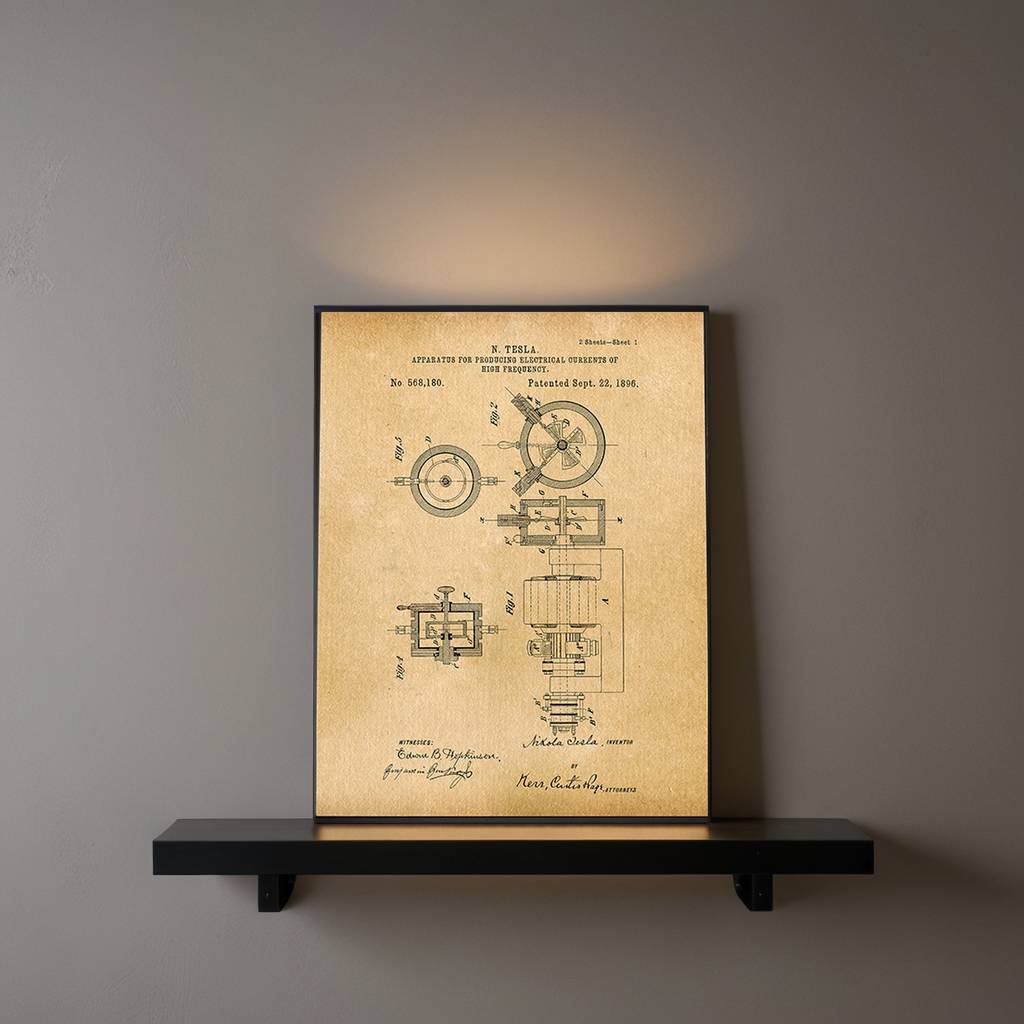 Tesla Apparatus 1896 Patent Art Print
