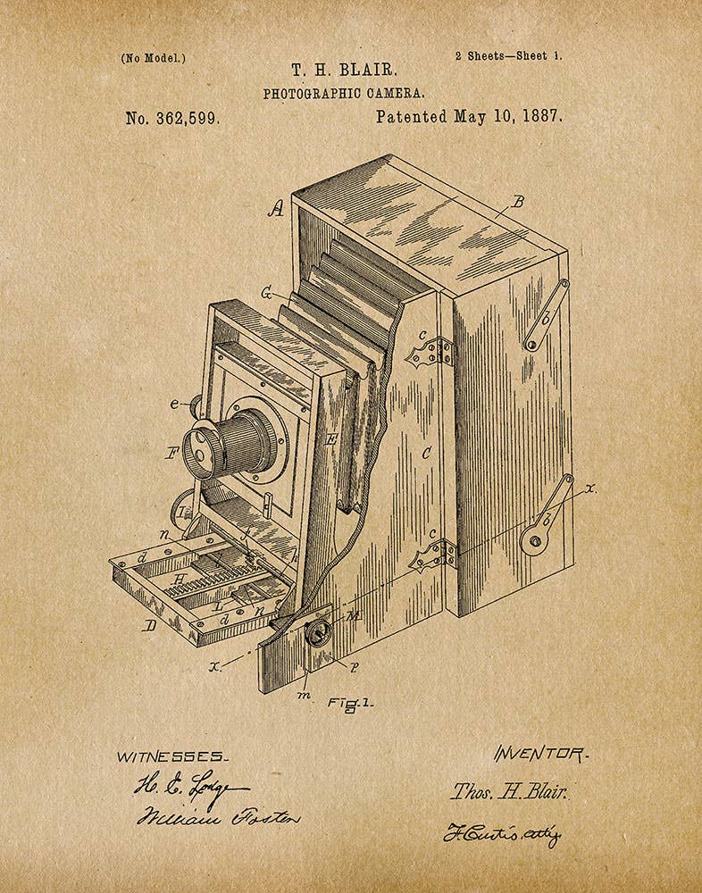 Blair Camera 1887 Patent Art Print