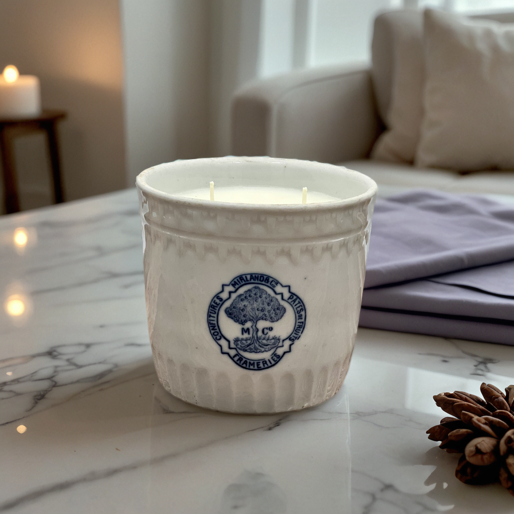 Lavender & Sandalwood Soy Candle in Antique Porcelain Marmalade Pot