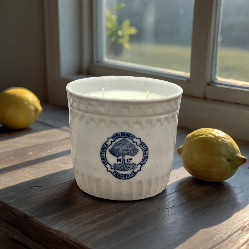 Mediterranean Fig & Lemon Soy Candle in Antique Porcelain Marmalade Pot