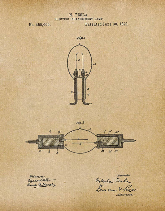 Incandescent Lamp 1891 Patent Art Print