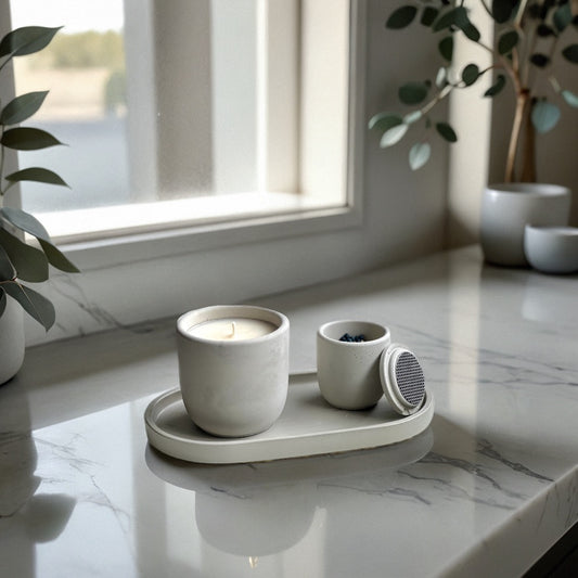 Minimalist Concrete Scented Candle Set