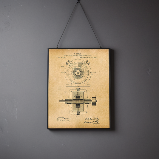 Tesla Generator 1891 Patent Art Print