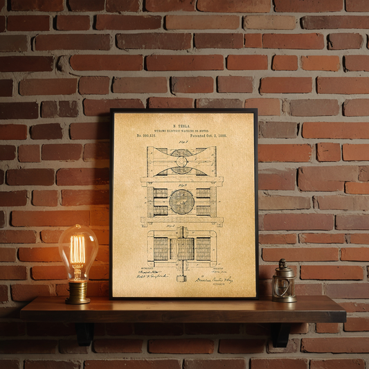 Tesla Dynamo Machine 1888 Patent Art Print