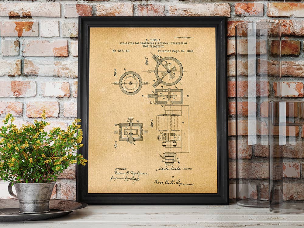 Tesla Apparatus 1896 Patent Art Print