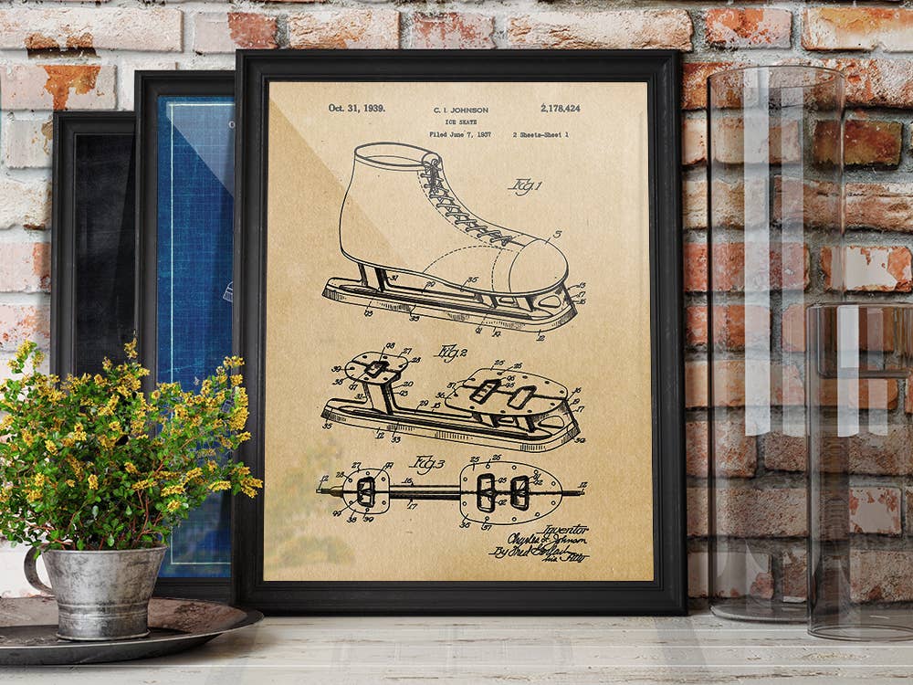 Ice Skate 1937 Patent Art Print