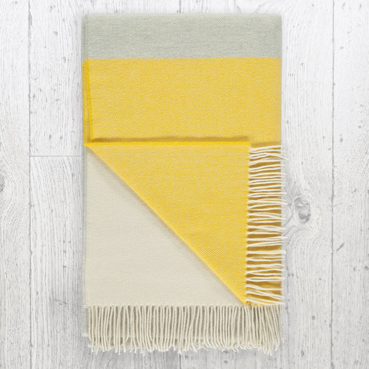 English Lambswool Throw Blanket, Goldfinch Yellow