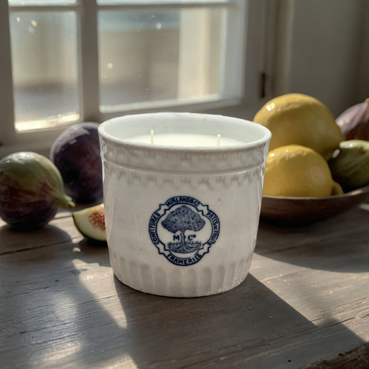 Mediterranean Fig & Lemon Soy Candle in Antique Porcelain Marmalade Pot