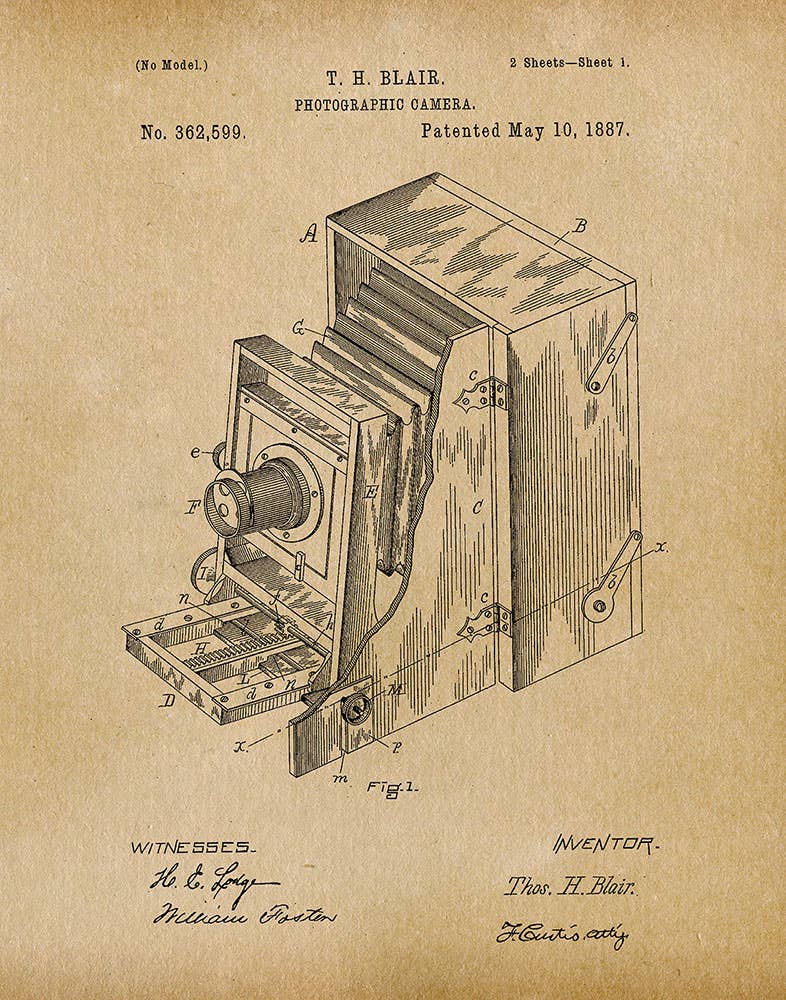 Blair Camera 1887 Patent Art Print