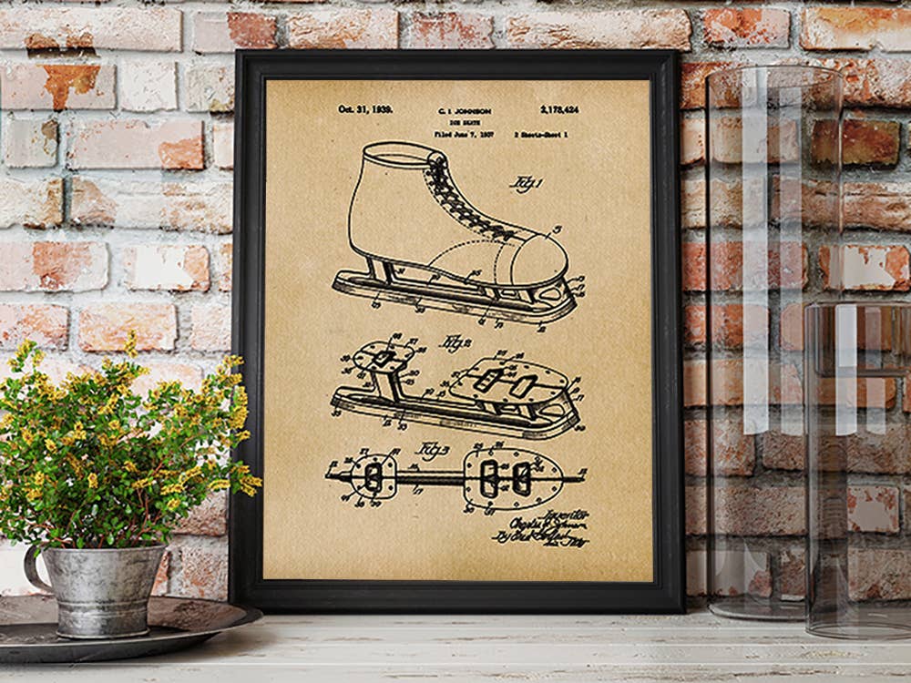 Ice Skate 1937 Patent Art Print