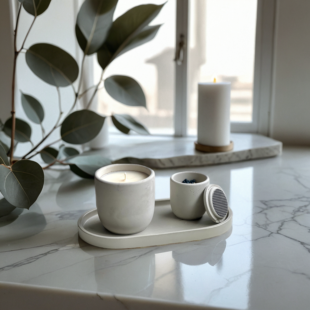 Minimalist Concrete Scented Candle Set