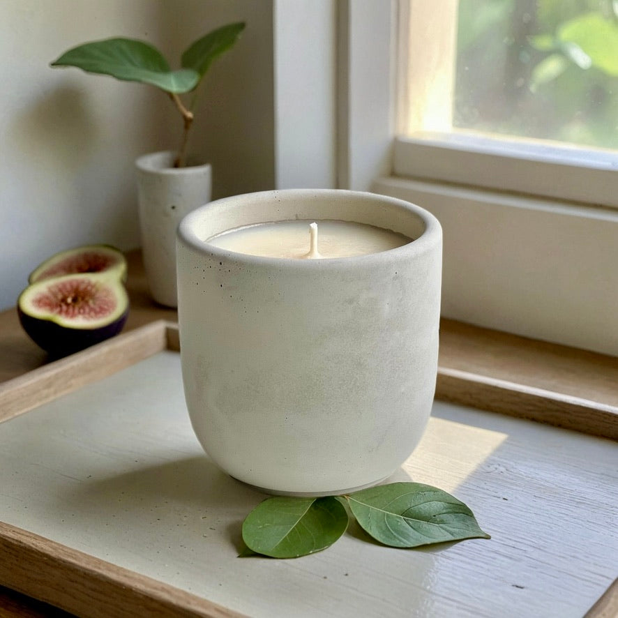 Mediterranean Fig & Lemon Soy Candle in Minimalist Concrete Vessel