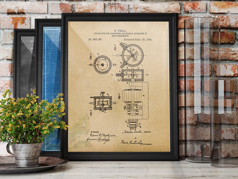 Tesla Apparatus 1896 Patent Art Print