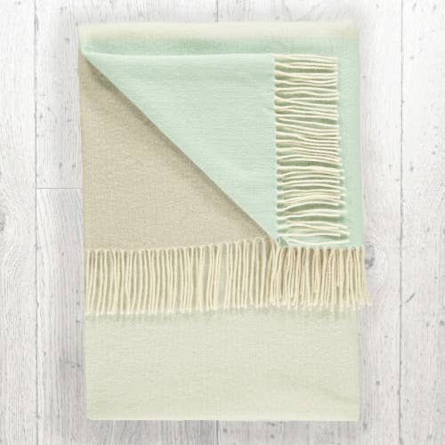 English Lambswool Throw Blanket, Aqua