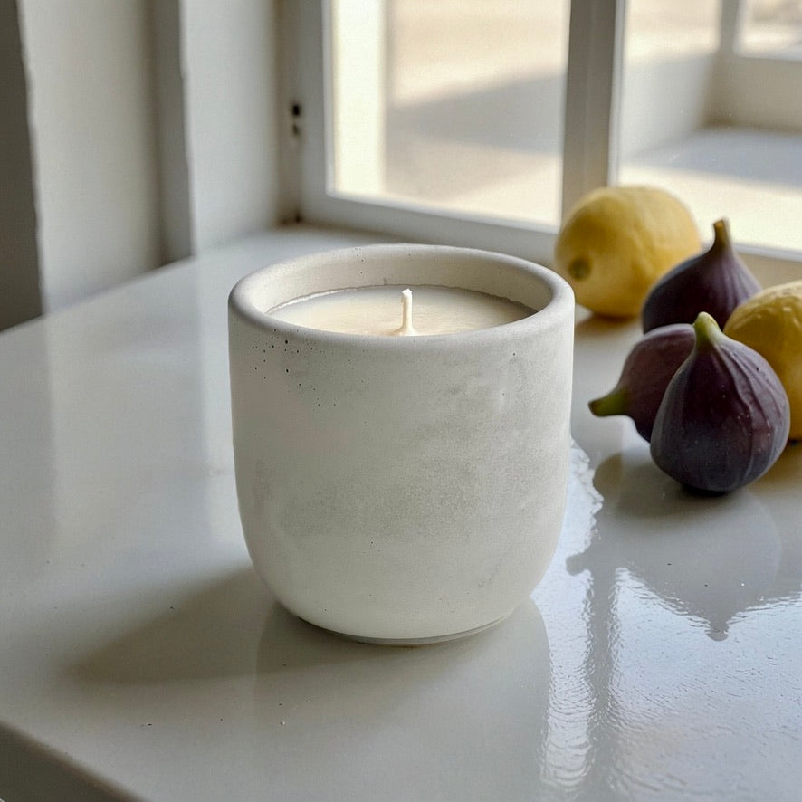 Mediterranean Fig & Lemon Soy Candle in Minimalist Concrete Vessel