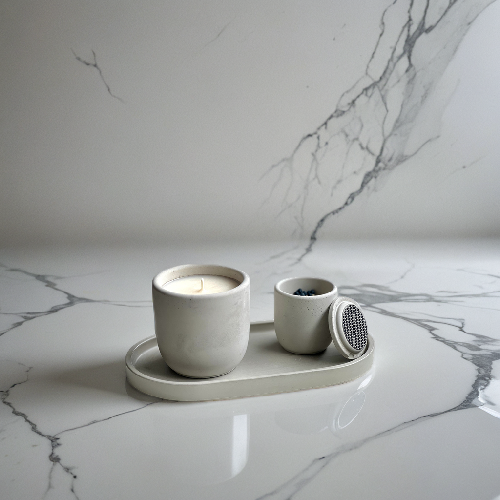 Minimalist Concrete Scented Candle Set