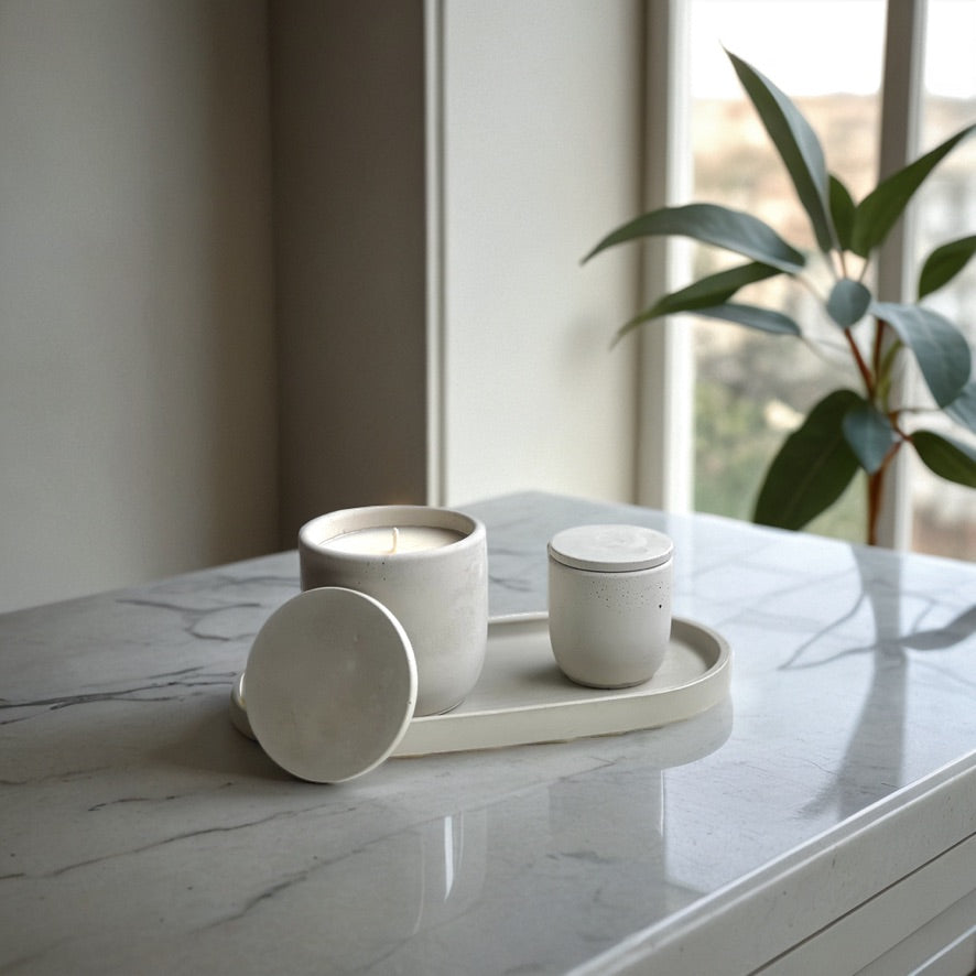 Minimalist Concrete Scented Candle Set