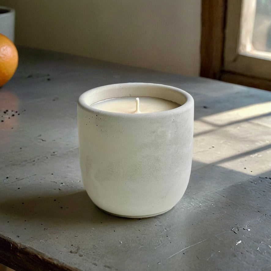 Grapefruit & Mangosteen Soy Candle in Minimalist Concrete Vessel
