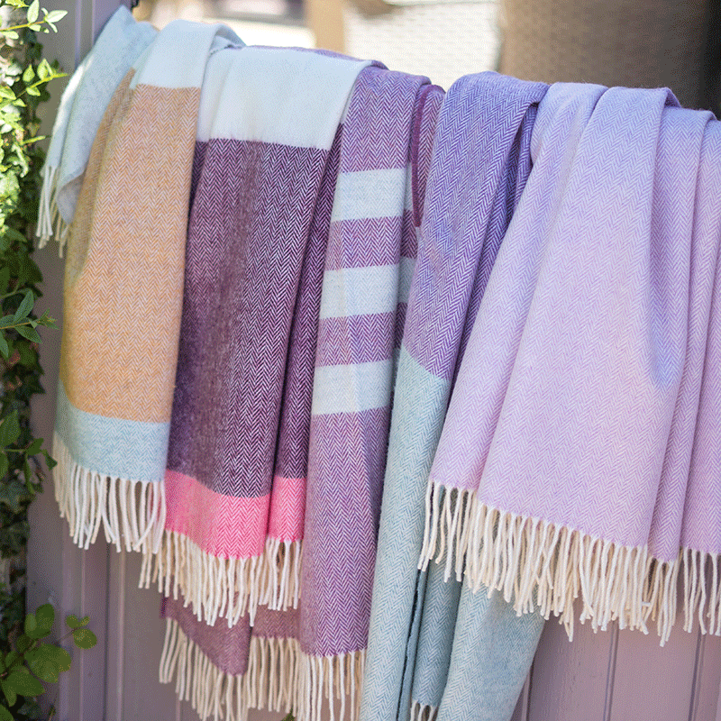 English Lambswool Throw Blanket, Pink