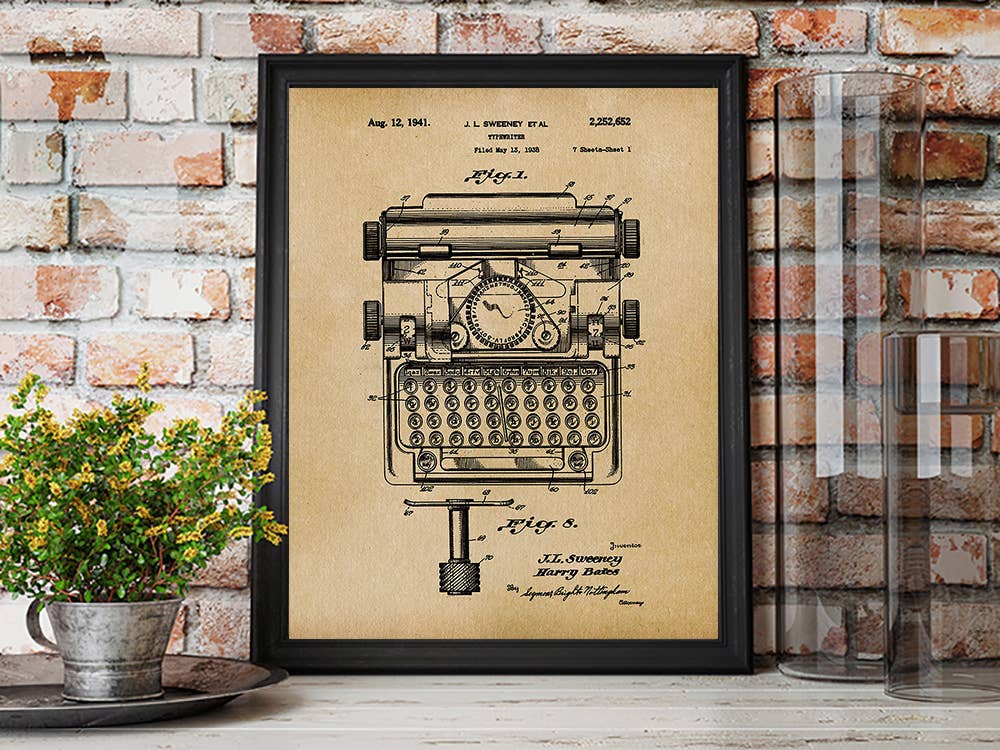 Typewriter 1938 Patent Art Print