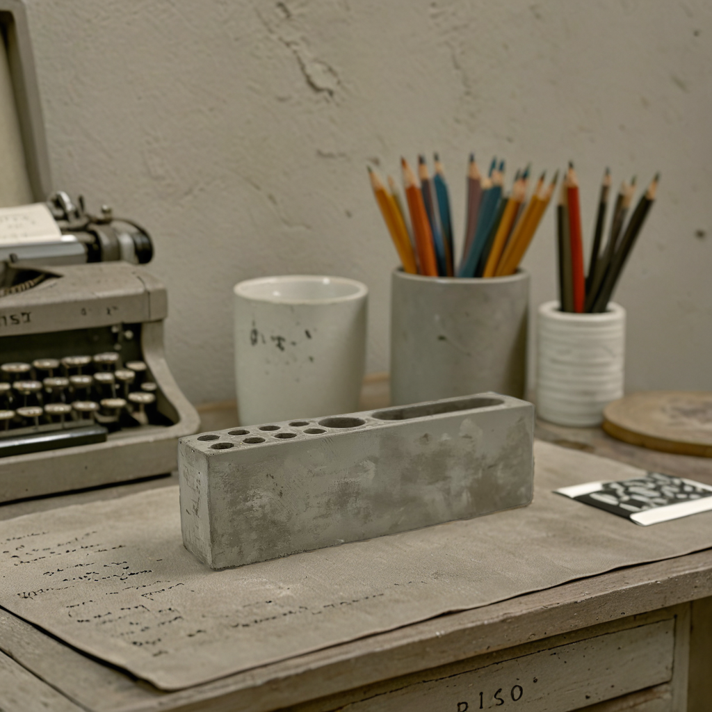 Cement Desk Organizer