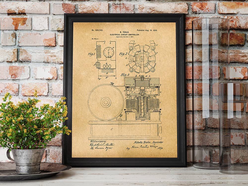 Tesla Circuit Controller 1896 Patent Art Print