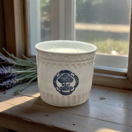 Lavender & Sandalwood Soy Candle in Antique Porcelain Marmalade Pot