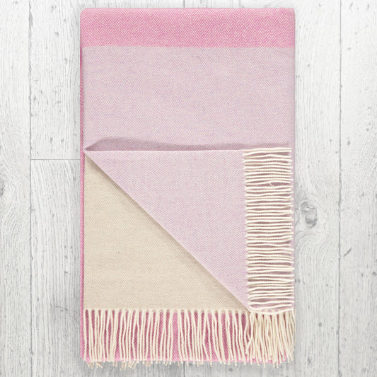 English Lambswool Throw Blanket, Pink